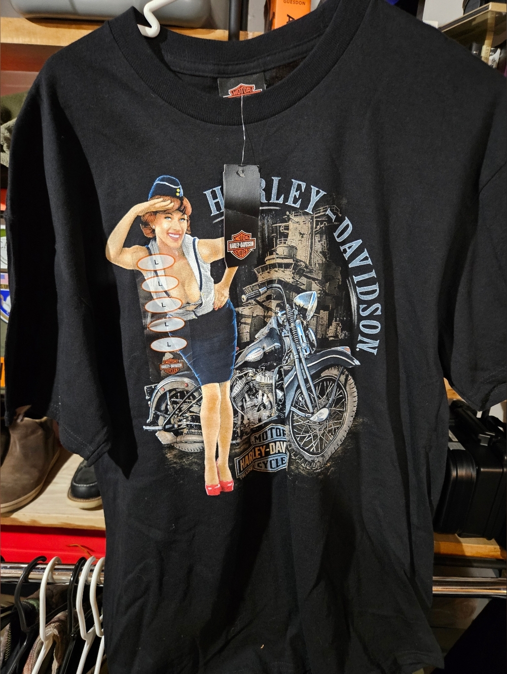 Harley-Davidson Black Tee Pin-up Fresno, Ca